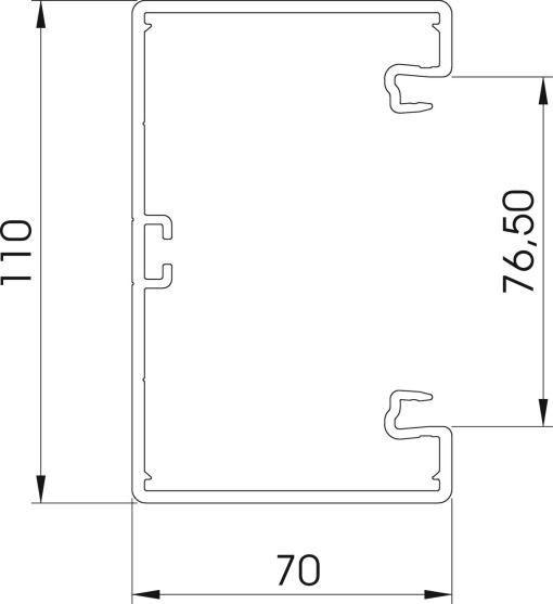 Calha técnica com base perfurada 70x110x2000 Policloreto de vinilo cinzento pedra RAL 7030