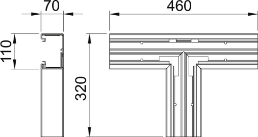 Derivação em T 70x110mm Policloreto de vinilo branco puro RAL 9010
