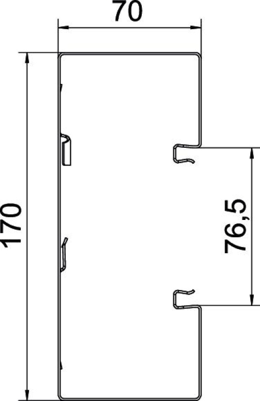 Calha técnica simétrica 70x170x2000 Aço branco puro RAL 9010