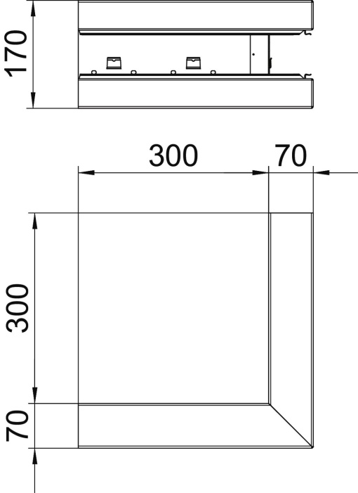 Ângulo externo simétrico 70x170x300 Aço branco puro RAL 9010
