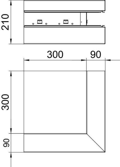 External corner asymmetrical 90x210x300 Aço branco puro RAL 9010