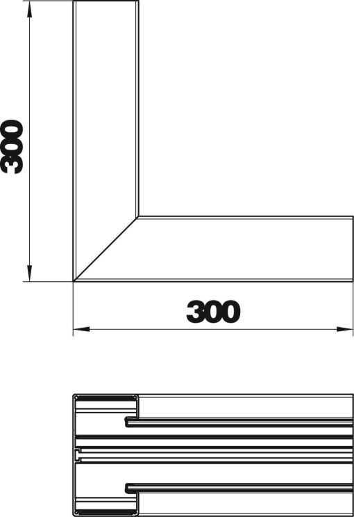 Ângulo interno simétrico 70x130x300 Alumínio branco puro RAL 9010