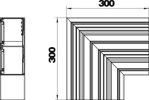 Ângulo plano 2 vias 90x210x300 Alumínio anodizado