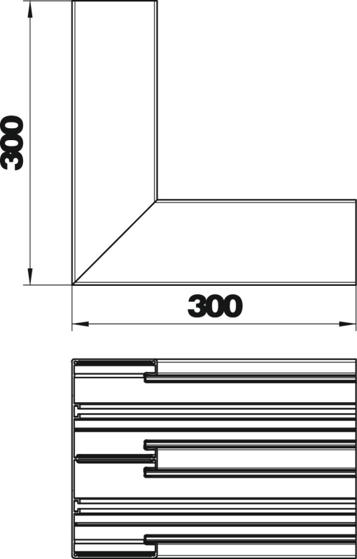Ângulo interno 2 vias 90x210x300 Alumínio branco puro RAL 9010