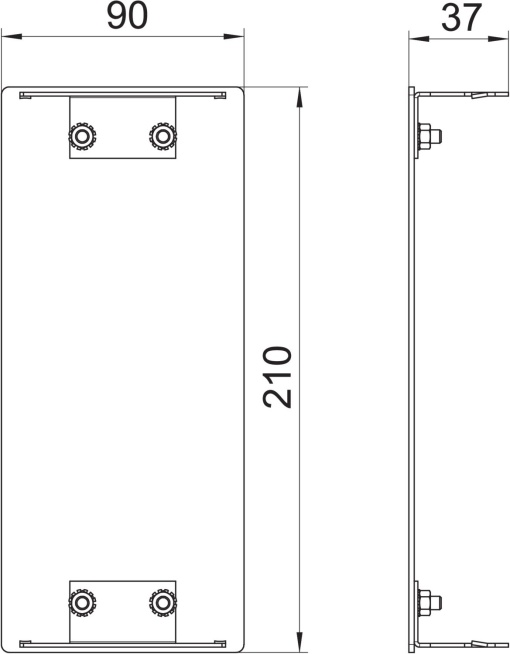 Topo 90x210x37 Alumínio branco puro RAL 9010