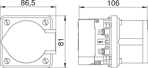 Caixa de aparelhagem CEE com CEE16 Poliamida cinzento RAL 7011