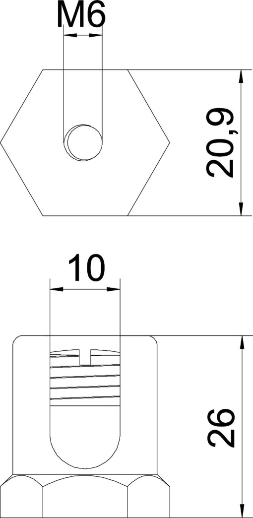 Ligador de terra com rosca de fixação M6 25-75mm² Latão
