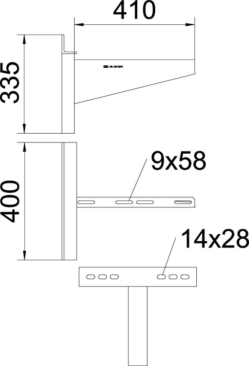 Consola mural modelo para grandes cargas B410mm Aço galvanizado por imersão a quente após maquinação