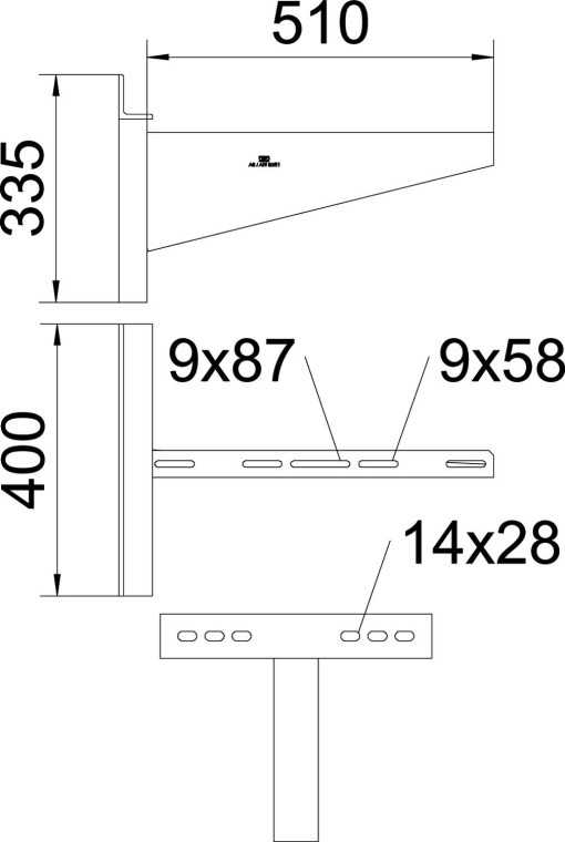 Consola mural modelo para grandes cargas B510mm Aço galvanizado por imersão a quente após maquinação