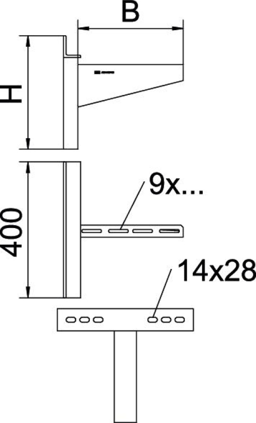 Consola mural modelo para grandes cargas B210mm Aço galvanizado por imersão a quente após maquinação