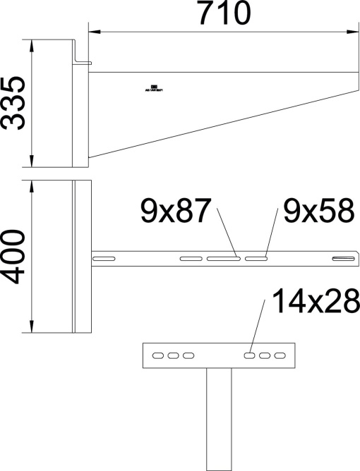 Consola mural modelo para grandes cargas B710mm Aço galvanizado por imersão a quente após maquinação