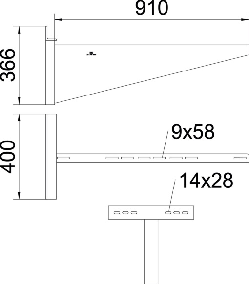 Consola mural modelo para grandes cargas B910mm Aço galvanizado por imersão a quente após maquinação
