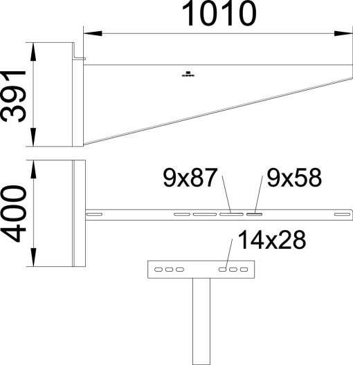 Consola mural modelo para grandes cargas B1010mm Aço galvanizado por imersão a quente após maquinação