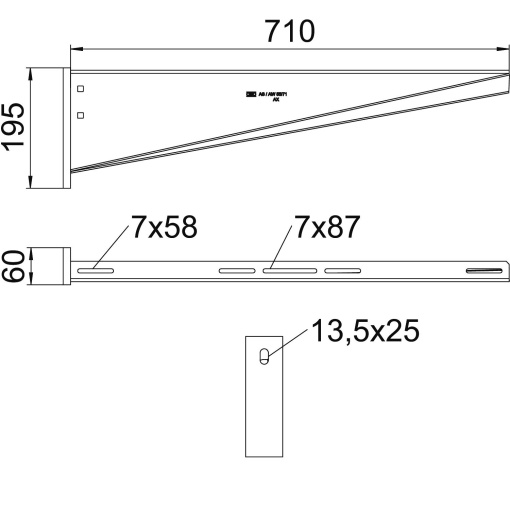 Consola mural com cabeça soldada B710mm Aço galvanizado por imersão a quente após maquinação