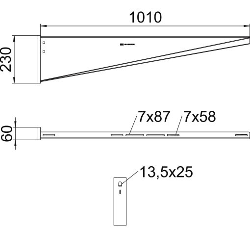 Consola mural com cabeça soldada B1010mm Aço galvanizado por imersão a quente após maquinação