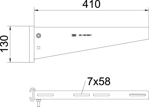 Consola de garra para perfil IS 8 B410mm Aço galvanizado por imersão a quente após maquinação