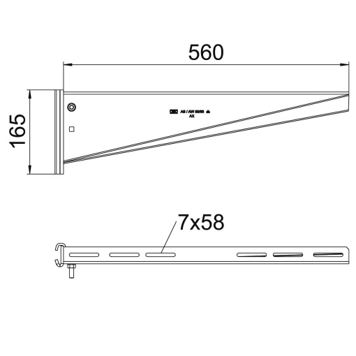 Consola de garra para perfil IS 8 B560mm Aço galvanizado por imersão a quente após maquinação