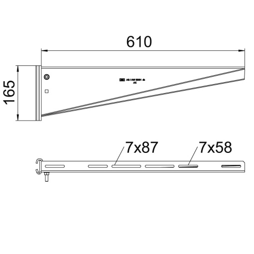 Consola de garra para perfil IS 8 B610mm Aço galvanizado por imersão a quente após maquinação