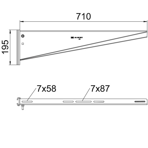 Consola de garra para perfil IS 8 B710mm Aço galvanizado por imersão a quente após maquinação