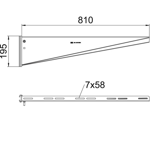 Consola de garra para perfil IS 8 B810mm Aço galvanizado por imersão a quente após maquinação