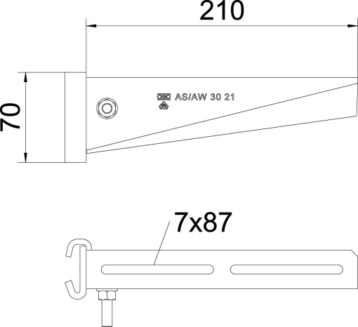 Consola de garra para perfil IS 8 B210mm Aço galvanizado por imersão a quente após maquinação