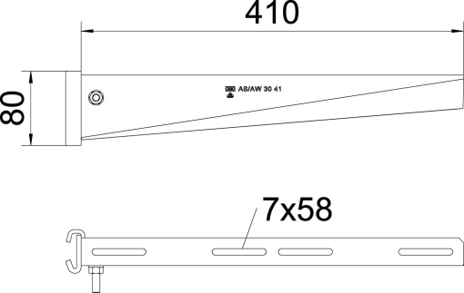 Consola de garra para perfil IS 8 B410mm Aço galvanizado por imersão a quente após maquinação
