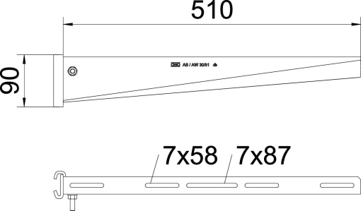 Consola de garra para perfil IS 8 B510mm Aço galvanizado por imersão a quente após maquinação