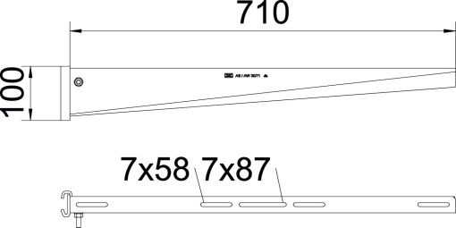 Consola de garra para perfil IS 8 B710mm Aço galvanizado por imersão a quente após maquinação