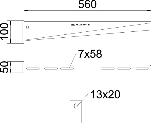 Consola mural com cabeça soldada B560mm Aço galvanizado por imersão a quente após maquinação
