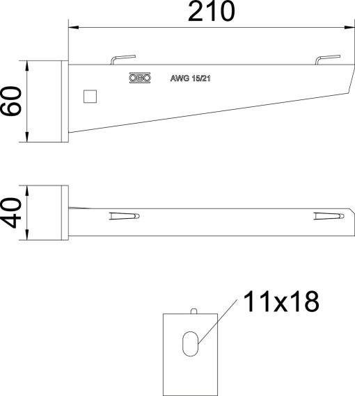 Consola mural para caminho de cabos em varão B210mm Aço galvanizado por imersão a quente após maquinação