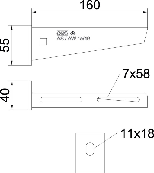 Consola mural com cabeça soldada B160mm Aço galvanizado por imersão a quente após maquinação