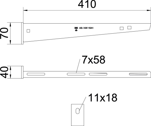 Consola mural com cabeça soldada B410mm Aço galvanizado por imersão a quente após maquinação