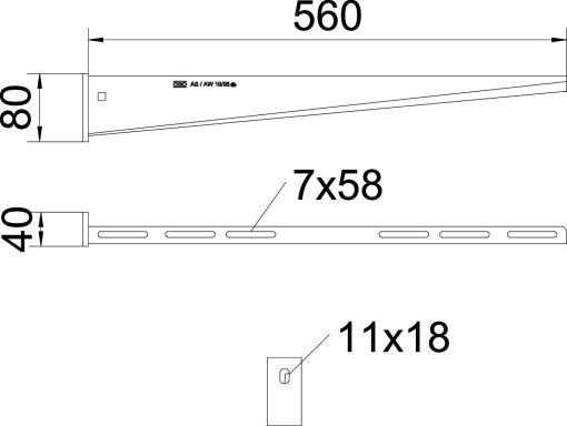 Consola mural com cabeça soldada B560mm Aço galvanizado por imersão a quente após maquinação