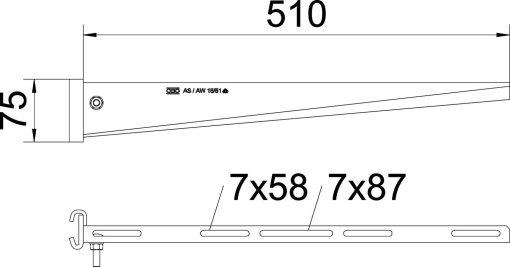 Consola de garra para perfil IS 8 B510mm Aço galvanizado por imersão a quente após maquinação