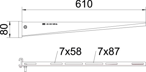 Consola de garra para perfil IS 8 B610mm Aço galvanizado por imersão a quente após maquinação