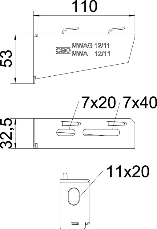Consola mural para caminho de cabos em varão B110mm Aço galvanizado pelo método Sendzimir