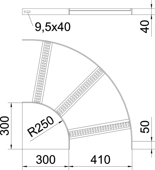 Ângulo 90 com degrau trapézio B410mm Aço galvanizado por imersão a quente após maquinação