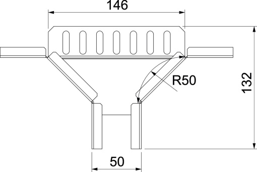 Derivação simples versão quadrada 60x50 Aço galvanizado por imersão a quente após maquinação