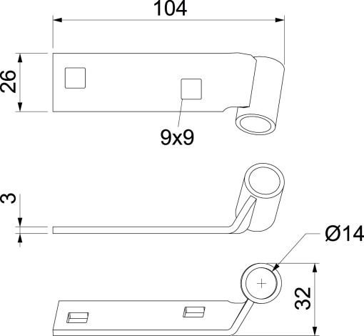 Suporte de ligação para AW 30 como adaptador varão roscado 103x33x30 Aço galvanizado por imersão a quente após maquinação