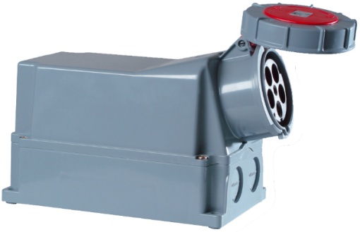 Wall-mounted industrial sockets 3P+N+E, 125A, 400V, IP67