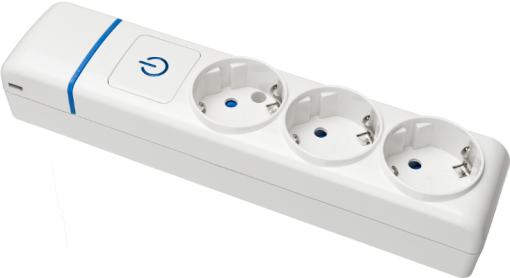 Tomada múltipla com 3 tomadas 2P + T, 16A 250V ~. Com interruptor de luz.