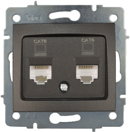 Tomada de dados RJ45 duplo. Categoria 6.