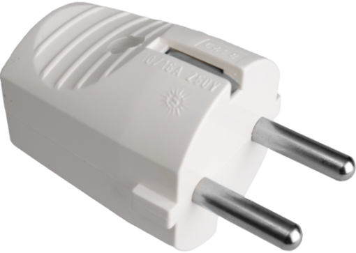 2P + E plug, 16A 250V~. White color.