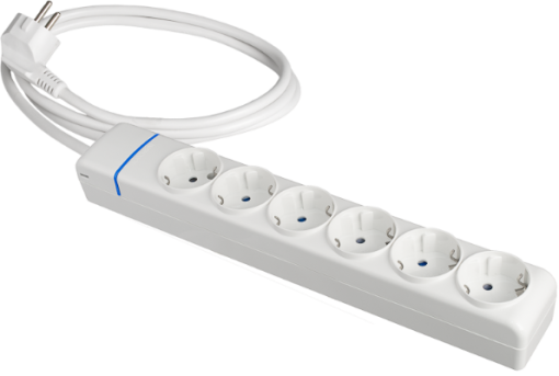 Extensão com 6 bases 2P+T,16A 250V~ 1.5m de cabo H05VV-F 3G1,5mm².