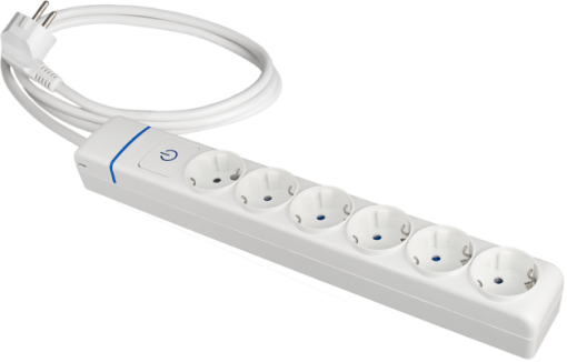 Extensão com 6 bases 2P+T,16A 250V~ Com interruptor de luz. 1.5m de cabo. H05VV-F 3G1,5mm².