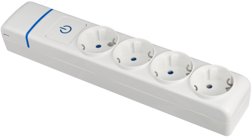 Tomada múltipla com 4 tomadas 2P + T, 16A 250V ~. Com interruptor de luz.