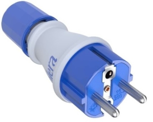 2P + E plug, 16A 250V~. White elastomer. 706TKB