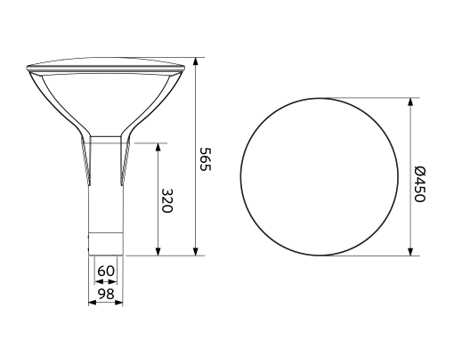 LEDPostTop-P 33W-DALI-740-AS