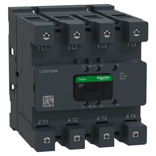 Contator, Tesys Deca Advanced, 4P 4NO, CA-1, 440 V, 200 A, bobina de 48-130 V CACC, conector