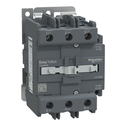 Contator, Easy TeSys Control, LC1E, 3P 3NO, AC-3AC-3e, 440 V, 80 A, bobina de 220 V CA, 60 Hz